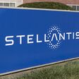 Stellantis logo at the transmission factory. The Stellantis subsidiaries of FCA are Chrysler, Dodge, Jeep, and Ram.