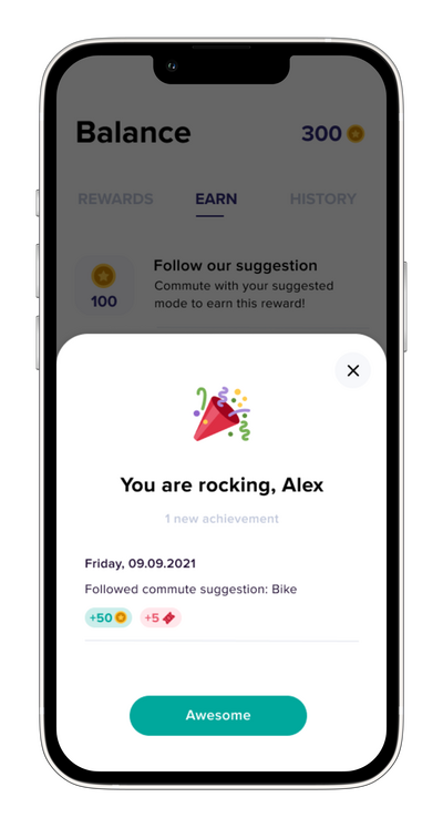 © Pave Commute Bild Punkte sammeln über das Incentive-Programm von Pave Commute