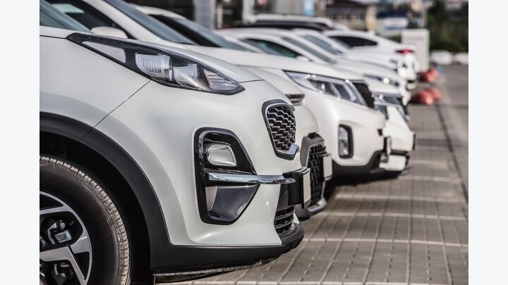 Cars For Sale Stock Lot Row. Car Dealer Inventory