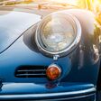 Novosibirsk, Russia - June 16, 2017: Porsche 356, close-up of the headlight. Photography of a classic car on a street in Novosibirsk