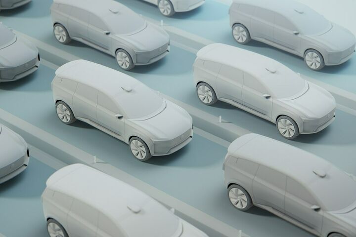 CG Grafik Volvo auf virtuellem Laufband