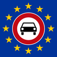 EU Flagge mit Pkw-Fahrverbot Straßenschild