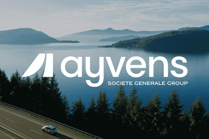 Das Logo der neuen globalen Mobilit?tsmarke Ayvens vor einem Hintergrund.
