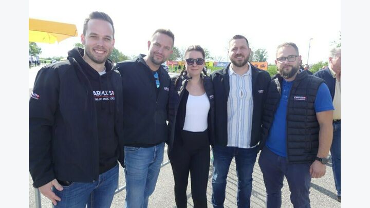 Das CARPLUS Team mit Dominic Krb, Vertriebsleitung Österreich, Markus Pokorny, Landesleitung Wien und Niederösterreich, Julia Rauch, Vertriebsinnendienst, Marcus Obermann, Landesleitung Wien und Niederösterreich, und Christian Vukits, ab Juli Gebietsleiter Wien und Niederösterreich