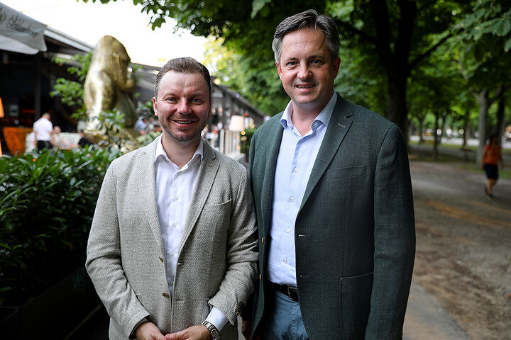 Vorstandsmitglieder der Plattform Erneuerbare Kraftstoffe (PEK) Ewald-Marco Münzer und Johannes Schmuckenschlager.