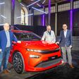 (v.li): Markus Stifter, Markenleiter Škoda Österreich, Wolfgang Wurm, Mitglied der Geschäftsführung Porsche Austria und Karl Neuhold, Chefdesigner Exterieur bei Škoda