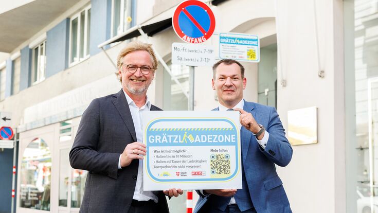 © Florian Wieser Martin Fabisch, Bezirksvorsteher der Josefstadt, und Christian Holzhauser, Obmann der Sparte Transport und Verkehr in der Wirtschaftskammer Wien