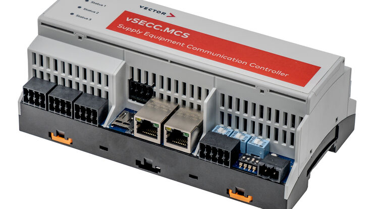 Der Kommunikationscontroller vSECC.MCS ermöglicht die Echtzeit-Kommunikation zwischen Ladesystem und Fahrzeug beim Megawattladen und unterstützt Ladeleistungen bis zu 3,75 MW.