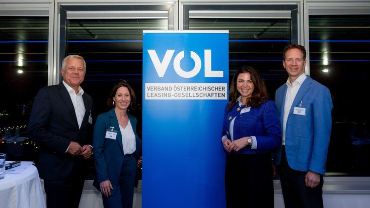 (v.r.) Vom VÖL Präsident Dr. Alexander Nekolar und Generalsekretärin Dr. Magdalena Gruber, BSc, Keynote-Speakerin Katharina Thiel und Leaseurope-Vorstandsmitglied Mag. Alexander Schmidecker