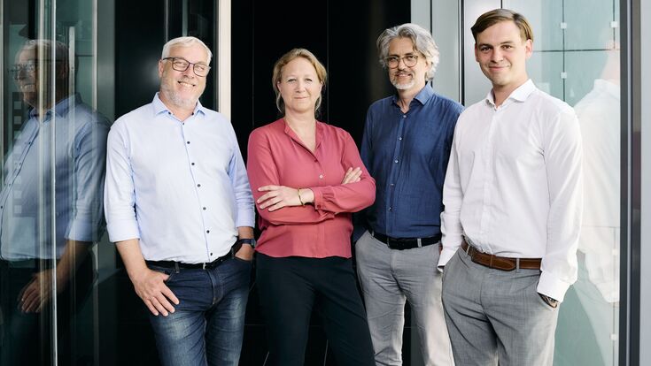 (v.l): Michael Hirschbichler (Head of Innovation), Ute Teufelberger (Geschäfsführerin), Christian Eugster (Geschäftsführer), Otto Rezac (Head of Sales)